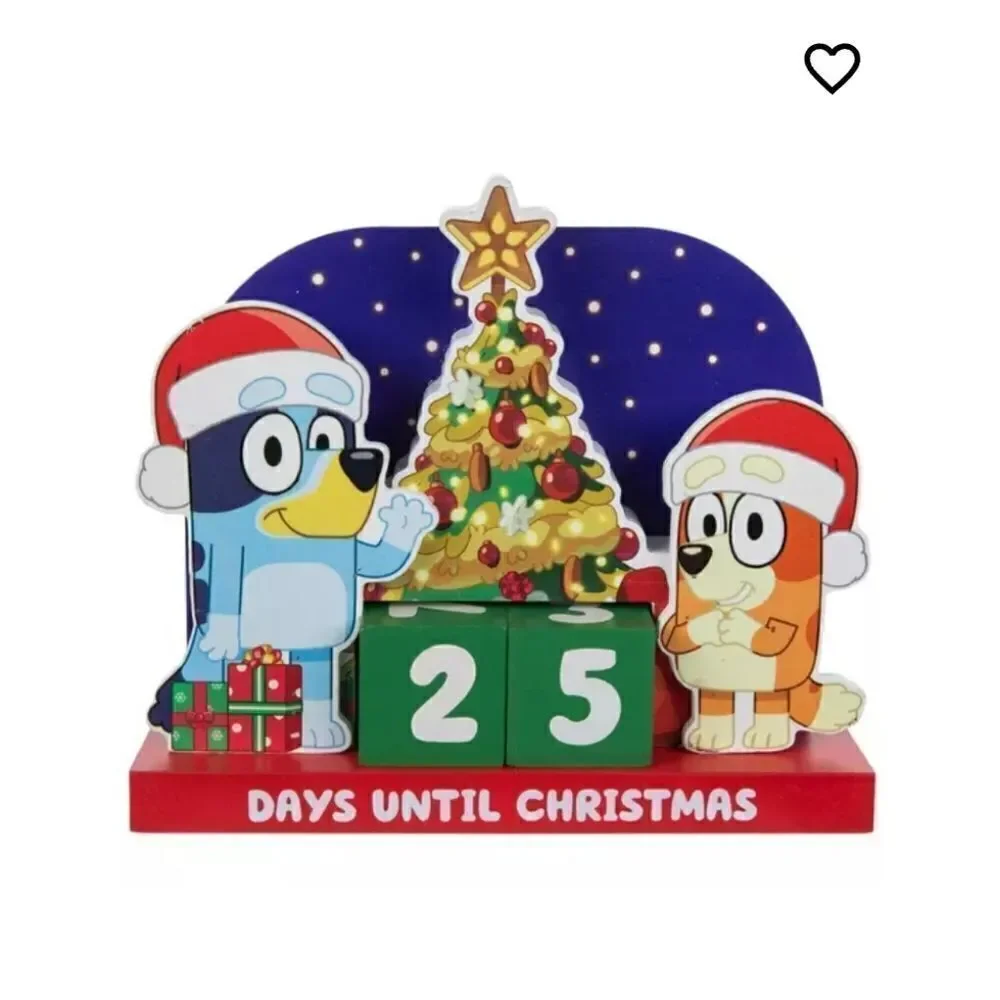 Bluey & Bingo Christmas Countdown Advent Calendar Rotating Blocks Festive Decor
